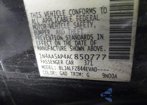 2010 Nissan Maxima 3.5 Sv z USA, uszkodzony, nr VIN 1N4AA5AP4AC850777